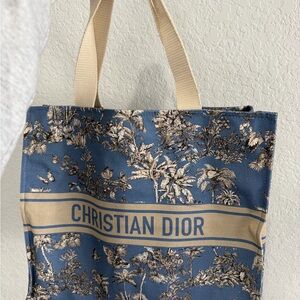 Dior Blue and Beige Toile Canvas Tote (GWP)